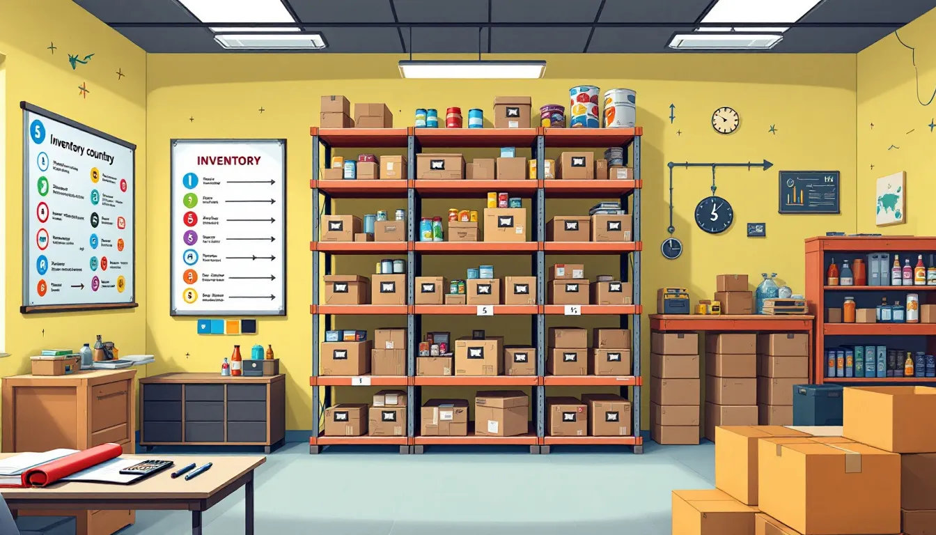 A well-organized stock room ready for inventory counting.